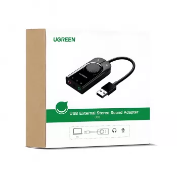 UGREEN CM129 USB-A į 3,5 mm išorinis stereo garso adapteris - juodas
