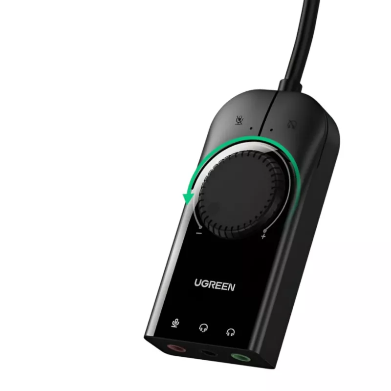 UGREEN CM129 USB-A į 3,5 mm išorinis stereo garso adapteris - juodas