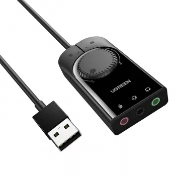 UGREEN CM129 USB-A į 3,5 mm išorinis stereo garso adapteris - juodas