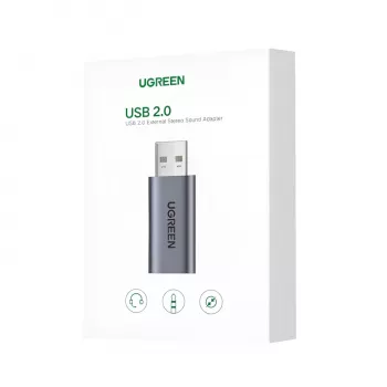 UGREEN CM383-80864 USB-A į 3,5 mm garso lizdą išorinis garso adapteris - sidabrinis