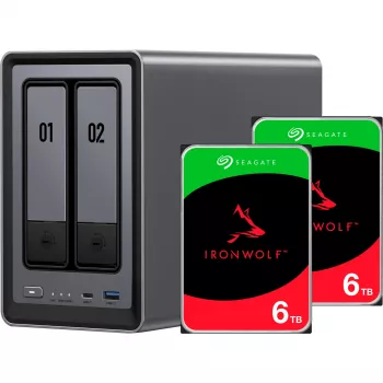 UGREEN DXP2800+ 2x Seagate IronWolf HDD Bundle - 2 lizdų NAS su Intel Celeron N5105, 8GB DDR4, 2x 2.5GbE, 2x 4TB HDD