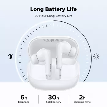 UGREEN EchoBuds Magic belaidės ausinės su aktyviu triukšmo slopinimu, Bluetooth 5.2, IPX5 – baltos