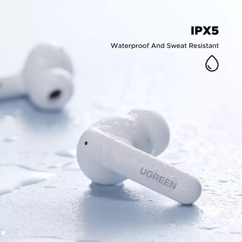 UGREEN EchoBuds Magic belaidės ausinės su aktyviu triukšmo slopinimu, Bluetooth 5.2, IPX5 – baltos
