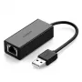 Ugreen išorinis tinklo adapteris RJ45 - USB 2.0 100 Mbps Ethernet juodas (CR110 20254)