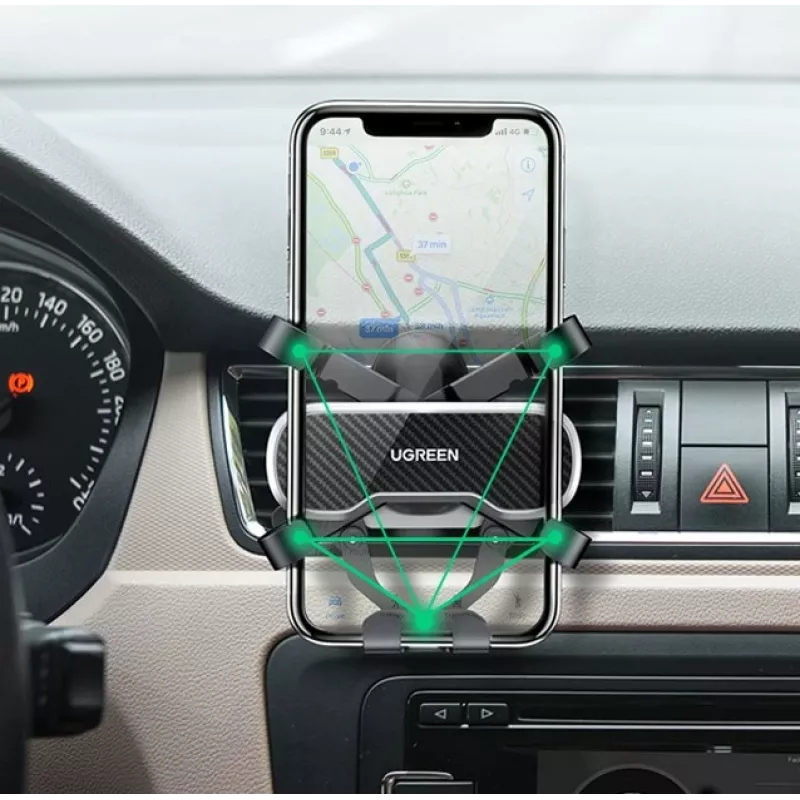 UGREEN Gravity automobilinis laikiklis telefonui prietaisų skydeliui ir stiklui, universalus laikiklis su stipria siurbimo taurele, 360° sukimu, ištraukiama rankena, vieno mygtuko atleidimu, juodos spalvos