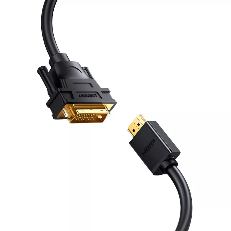 UGREEN HD106 HDMI–DVI laidas, 2 m, juodas, 1080p, auksuoti kontaktai, triguba ekranuotė