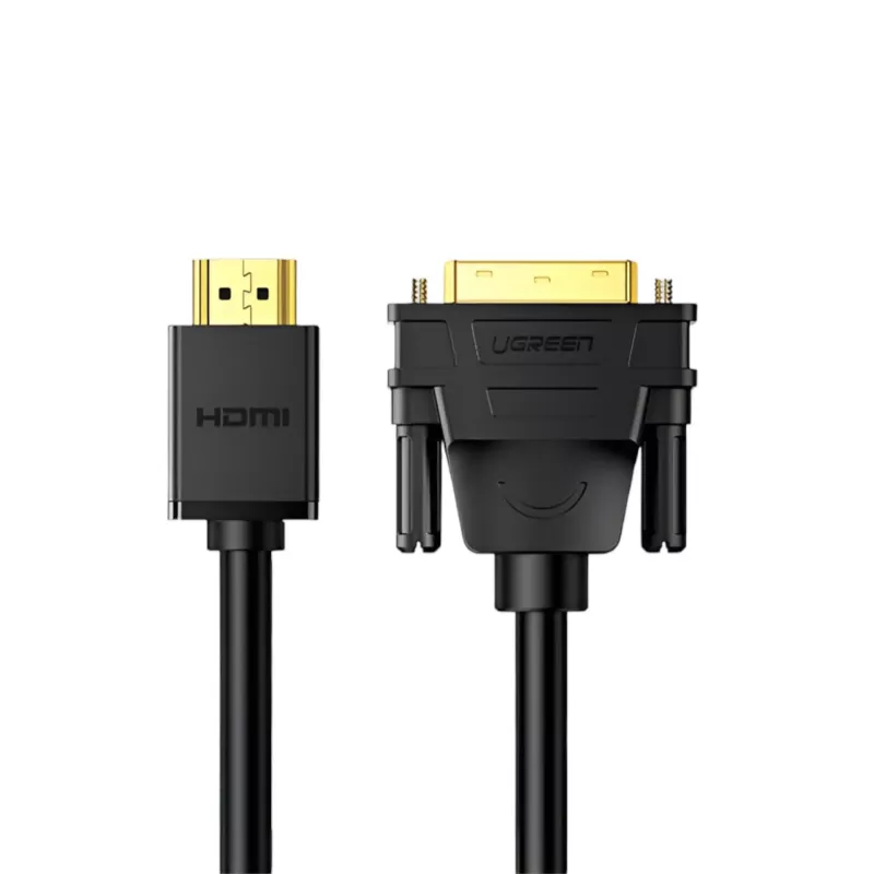 UGREEN HD106 HDMI–DVI laidas, 2 m, juodas, 1080p, auksuoti kontaktai, triguba ekranuotė