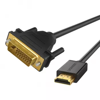 UGREEN HD106 HDMI–DVI laidas, 2 m, juodas, 1080p, auksuoti kontaktai, triguba ekranuotė