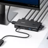 UGREEN HDMI 2.0 KVM Switch 2-In-1 Out, 2 kompiuteriai 1 monitorius, 4K@60Hz, 3 prievadų USB 2.0 Hub, mygtukas ir karštųjų klavišų perjungimas, aliuminio lydinys, HDCP 2.2, HDR10