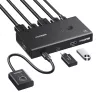 UGREEN HDMI 2.0 KVM Switch 2-In-1 Out, 2 kompiuteriai 1 monitorius, 4K@60Hz, 3 prievadų USB 2.0 Hub, mygtukas ir karštųjų klavišų perjungimas, aliuminio lydinys, HDCP 2.2, HDR10
