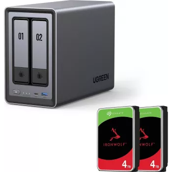 UGREEN NASync DXP2800 2 dėžių NAS su 8TB (2x Seagate IronWolf 4TB), Intel N100, 2.5GbE