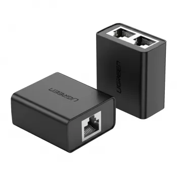 UGREEN RJ45 Splitter Adapter 2 vnt. (juoda) - Ethernet tinklo daliklis, 1x RJ45 kištukas į 2x RJ45 lizdus, 100Mbps, Cat5/Cat5e/Cat6 suderinamas, pasyvus, Plug & Play