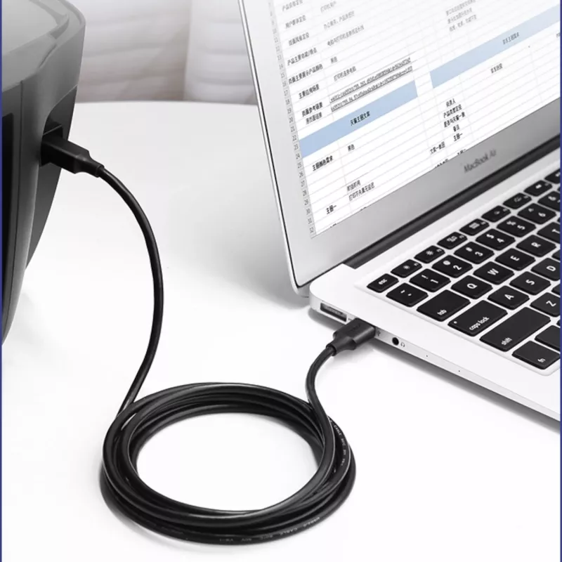 UGREEN US135 USB 2.0 A-B laidas, auksuoti kontaktai, 2 m, juodas