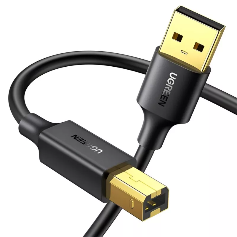 UGREEN US135 USB 2.0 A-B laidas, auksuoti kontaktai, 2 m, juodas