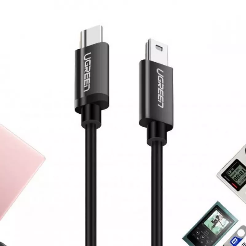 UGREEN US242 USB-C į Mini USB laidas 1m juodas