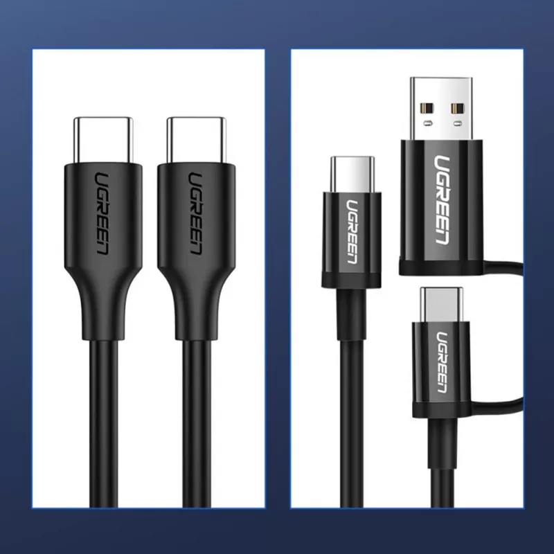 UGREEN US286 USB-C į USB-C laidas 1m Juodas - PD QC 3A 480Mbps