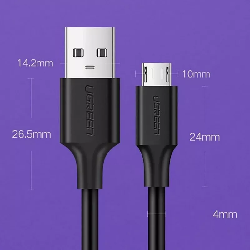 UGREEN US289 Micro USB / USB-A Laidas 0,25m - Juodas