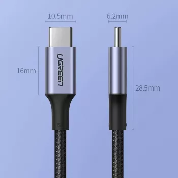 UGREEN US316 USB-C į USB-C laidas 100W 5A 480Mbps 1,5m Pilka