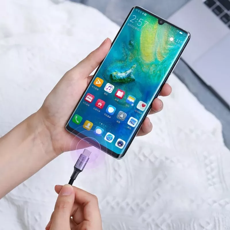 UGREEN US316 USB-C į USB-C laidas 100W 5A 480Mbps 1,5m Pilka