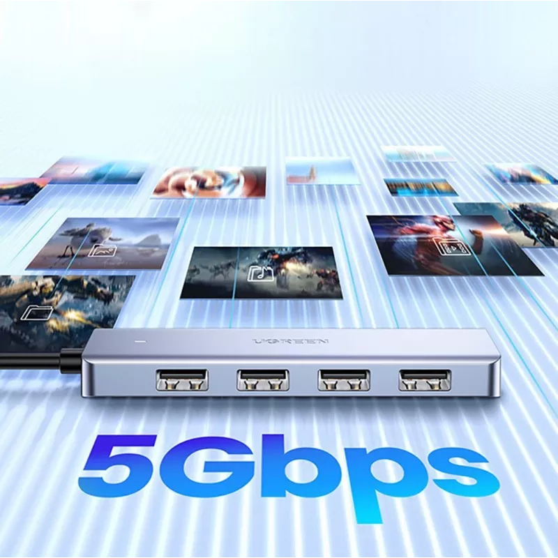 UGREEN USB 3.0 Hub 4-Port su 1m kabeliu - Juoda (CM219)