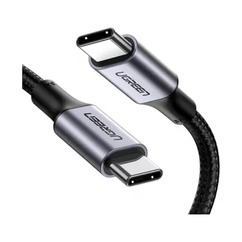UGREEN USB-C į USB-C 100W pintas nailono įkrovimo laidas 2 m juodas