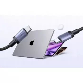 UGREEN USB-C į USB-C įkrovimo laidas USB 2.0 240W PD 3.1, aliuminio korpusas, pintas, 2m pilkas