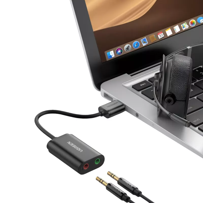 UGREEN USB į 3,5 mm išorinė stereo garso adapteris - juoda