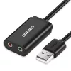 UGREEN USB į 3,5 mm išorinė stereo garso adapteris - juoda