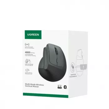 UGREEN Wireless Vertical Mouse Black 2.4GHz ergonomiška belaidė pelė su tyliu paspaudimu 2400 DPI