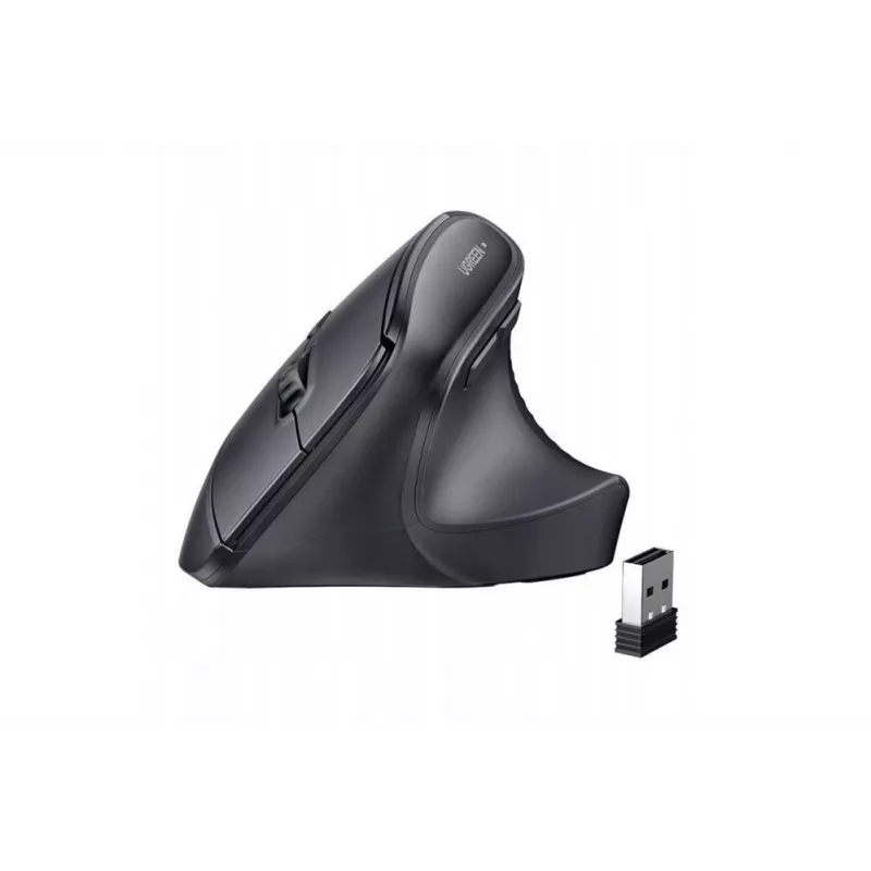 Ugreen belaidė vertikali pelė, 2,4 GHz / Bluetooth 5.4, reguliuojamas DPI, juoda
