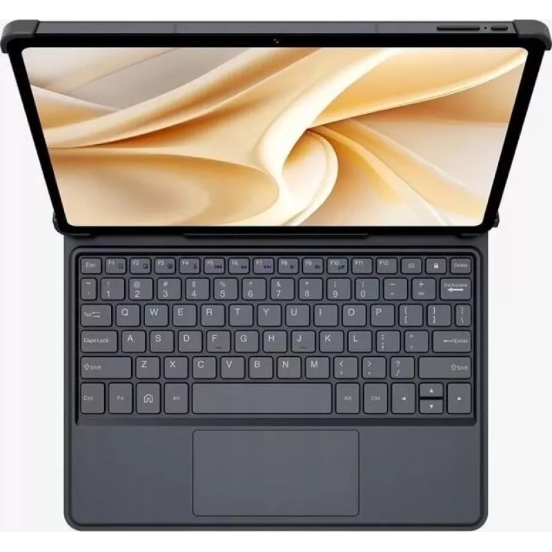 Ulefone Tab A11 Pro klaviatūros dėklas su jutikliniu kilimėliu, QWERTY, Pogo Pin, juodos spalvos