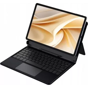 Ulefone Tab A11 Pro klaviatūros dėklas su jutikliniu kilimėliu, QWERTY, Pogo Pin, juodos spalvos