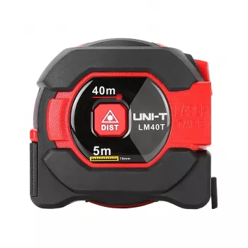 UNI-T LM-40T Lazerinis nuotolio matuoklis 40m, ±2mm tikslumas, IP54, su apšvietimu ekranu, plotas/tūris/Pitagoras, 20 duomenų rinkinių
