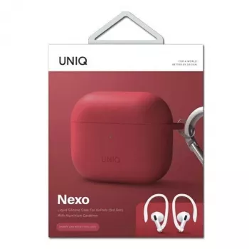 UNIQ Uniq Nexo Dėklas AirPods 3 + Ausų Kabliukai Silikoniniai - Raudona