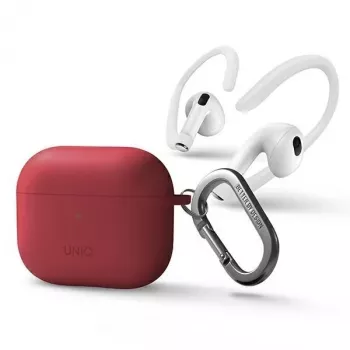 UNIQ Uniq Nexo Dėklas AirPods 3 + Ausų Kabliukai Silikoniniai - Raudona