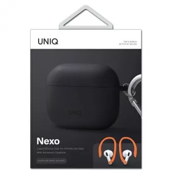 UNIQ Uniq Nexo Dėklas AirPods 3 su Ausų Kabliukais Silikoninis - Pilka