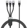 UNITEK 3-in-1 USB-A į Lightning, USB-C, Micro USB nailono pintas įkrovimo laidas 1,2 m juodas