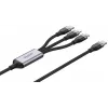 UNITEK 3-in-1 USB-A į Lightning, USB-C, Micro USB nailono pintas įkrovimo laidas 1,2 m juodas