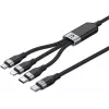 UNITEK 3-in-1 USB-A į Lightning, USB-C, Micro USB nailono pintas įkrovimo laidas 1,2 m juodas