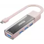 UNITEK Dvikryptis USB-C/USB-A šakotuvas, 4 prievadų, 5 Gbps, rožinis