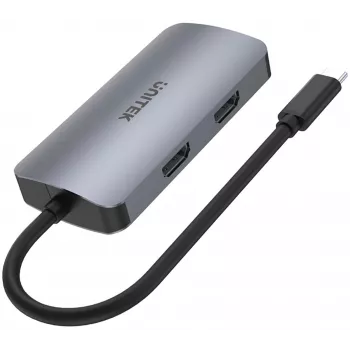 Unitek D1051A USB-C šakotuvas su VGA, 2x HDMI, USB 3.0, Power Delivery ir MST