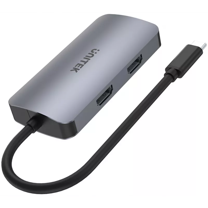 Unitek D1051A USB-C šakotuvas su VGA, 2x HDMI, USB 3.0, Power Delivery ir MST