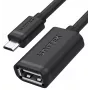UNITEK USB 2.0 OTG laidas, microUSB kištukas į USB-A lizdą, 15 cm, juodas