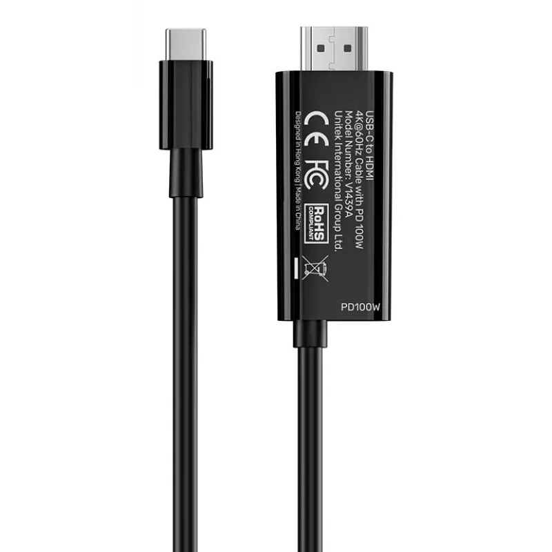 Unitek USB-C į HDMI kabelis 4K@60Hz su USB-C PD 100W