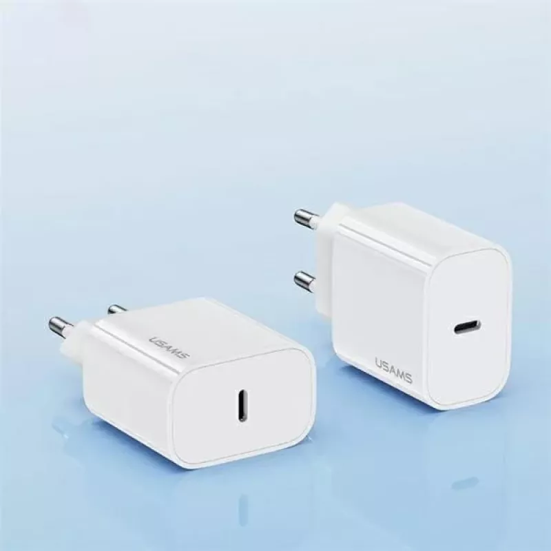 USAMS Yi Series T65 20W PD Greitasis Įkroviklis su USB-C į USB-C 60W Kabeliu, Baltas (OYXLTZ01)