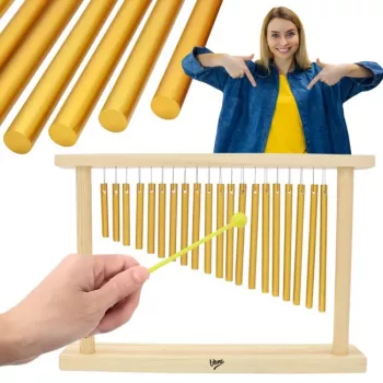 V-TONE CH20 vėjo varpeliai – 6 aliuminio vamzdžiai, medinė viršūnė, 60 cm, natūrali apdaila