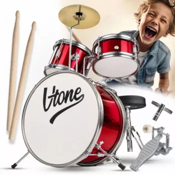V-TONE VDJR 1 RD Mini akustinis būgnų komplektas 3 dalių raudonas jaunimo komplektas su kėde ir lazdelėmis