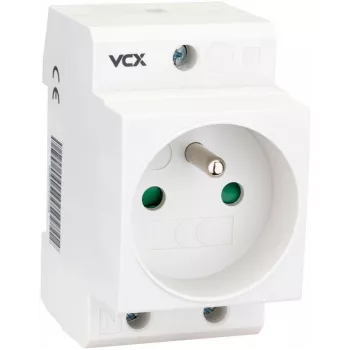 VCX GN TH DIN bėgelio lizdas su įžeminimo kontaktu 230V 16A Schuko F tipo
