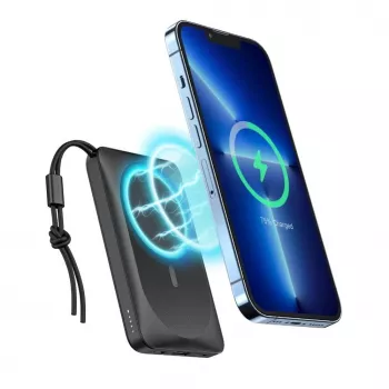 Veger MagOn Power Bank 10000 mAh Baltas – suderinamas su MagSafe, PD QC3.0 20W belaidžiu įkrovimu