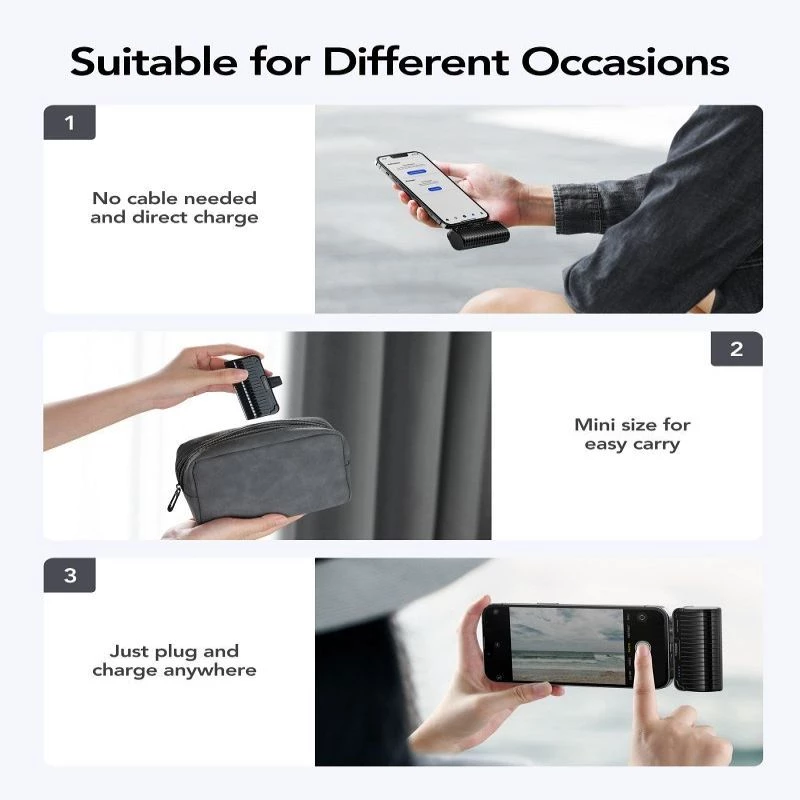 Veger PlugOn Power Bank (W0558P) 5000 mAh 20W PD QC3.0 su Įmontuota Lightning Jungtimi Juoda